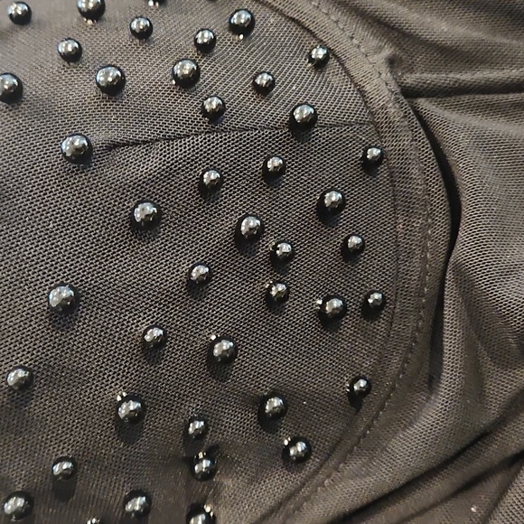 Black- Faux Pearl Corset Bodysuit - Picture 7 of 7